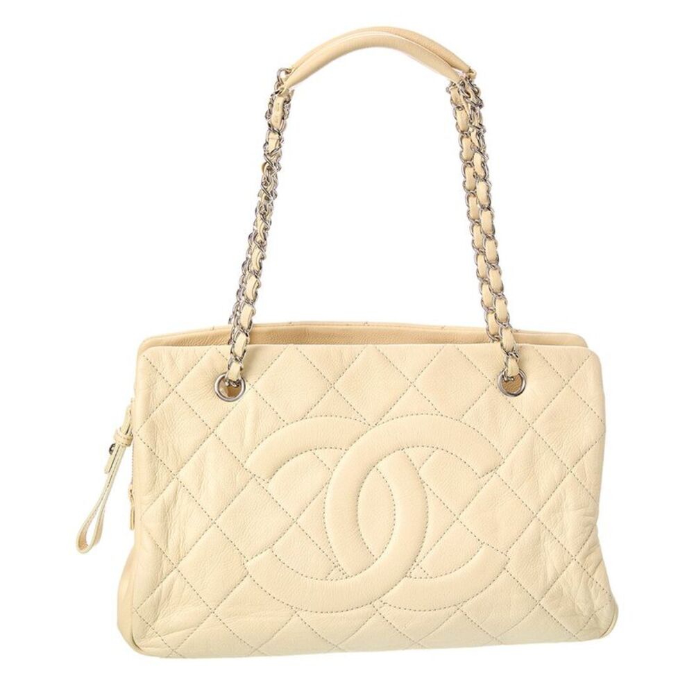 Chanel Neutral Quilted Leather Coco Mark Tote (Authentic Pre-Loved)